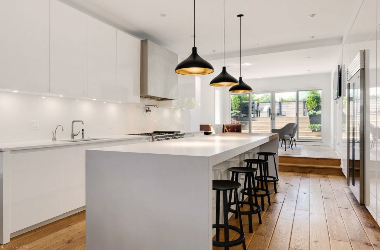 Chicago | Ukrainian Village Single Family Home  - white lacquered cabinets, italian lacquered kitchen, grooved lacquered kitchen, modern italian cabinets