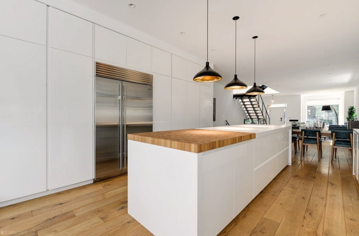 Chicago | Ukrainian Village Single Family Home  - modern italian cabinets, white lacquered cabinets, grooved lacquered kitchen, italian lacquered kitchen