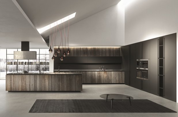 AK 05 in Abete Chalet Veneer & Piombo Laquer by Arrital - urban interior, arrital cabinets chicago, dining furniture, modern kitchen cabinets, italian, contemporary kitchen, modern design, ak project, kitchen Chicago, chicago italian cabinets, arrital