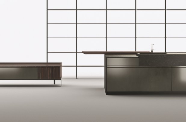 AK 05 in Ebano Opaco Veneer & Piombo Lacquer by Arrital - dining furniture, modern kitchen cabinets, arrital, black kitchen, graphite kitchen, chicago italian cabinets, urban interior, arrital cabinets chicago, italian, contemporary kitchen, minimalistic kitchen, ak project, kitchen Chicago, modern design