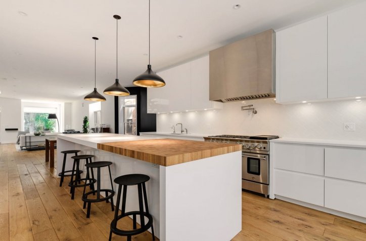 Chicago | Ukrainian Village Single Family Home  by Arrital - grooved lacquered kitchen, modern italian cabinets, white lacquered cabinets, italian lacquered kitchen