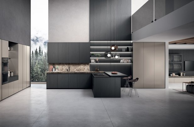 Bluna by Binova - urban interior, kitchen Chicago, black kitchen, Binova cabinets chicago, modern kitchen, kitchen cabinets, Bluna by Binova, minimalistic kitchen, wooden kitchen, italian, modern design, european kitchen, custom kitchen cabinets, contemporary kitchen, dining furniture