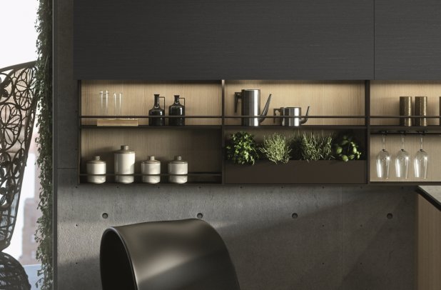 AK Project in Sesamo and Etna Textured Melamine by Arrital - ak project, modern design, arrital cabinets chicago, kitchen Chicago, chicago italian cabinets, italian, arrital, urban interior, contemporary kitchen, dining furniture, modern kitchen cabinets