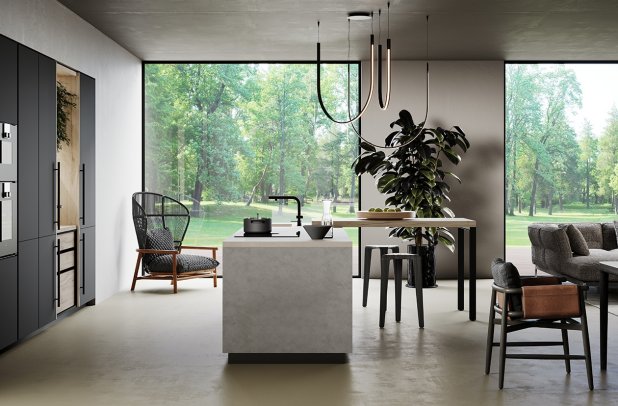 Menta Black Onyx and Scandi Oak by Miton - contemporary kitchen, kitchen cabinets, black onyx, scandi oak, black kitchen, modern kitchen, italian, urban interior, custom kitchen cabinets, Miton Chicago, Menta by Miton, wooden kitchen, european kitchen, Miton cabinets chicago, dining furniture, kitchen Chicago, minimalistic kitchen, modern design