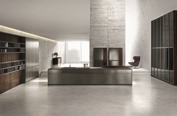 AK 05 in Ebano Opaco Veneer & Piombo Lacquer by Arrital - minimalistic kitchen, contemporary kitchen, chicago italian cabinets, kitchen Chicago, urban interior, ak project, arrital, dining furniture, black kitchen, modern kitchen cabinets, modern design, graphite kitchen, arrital cabinets chicago, italian